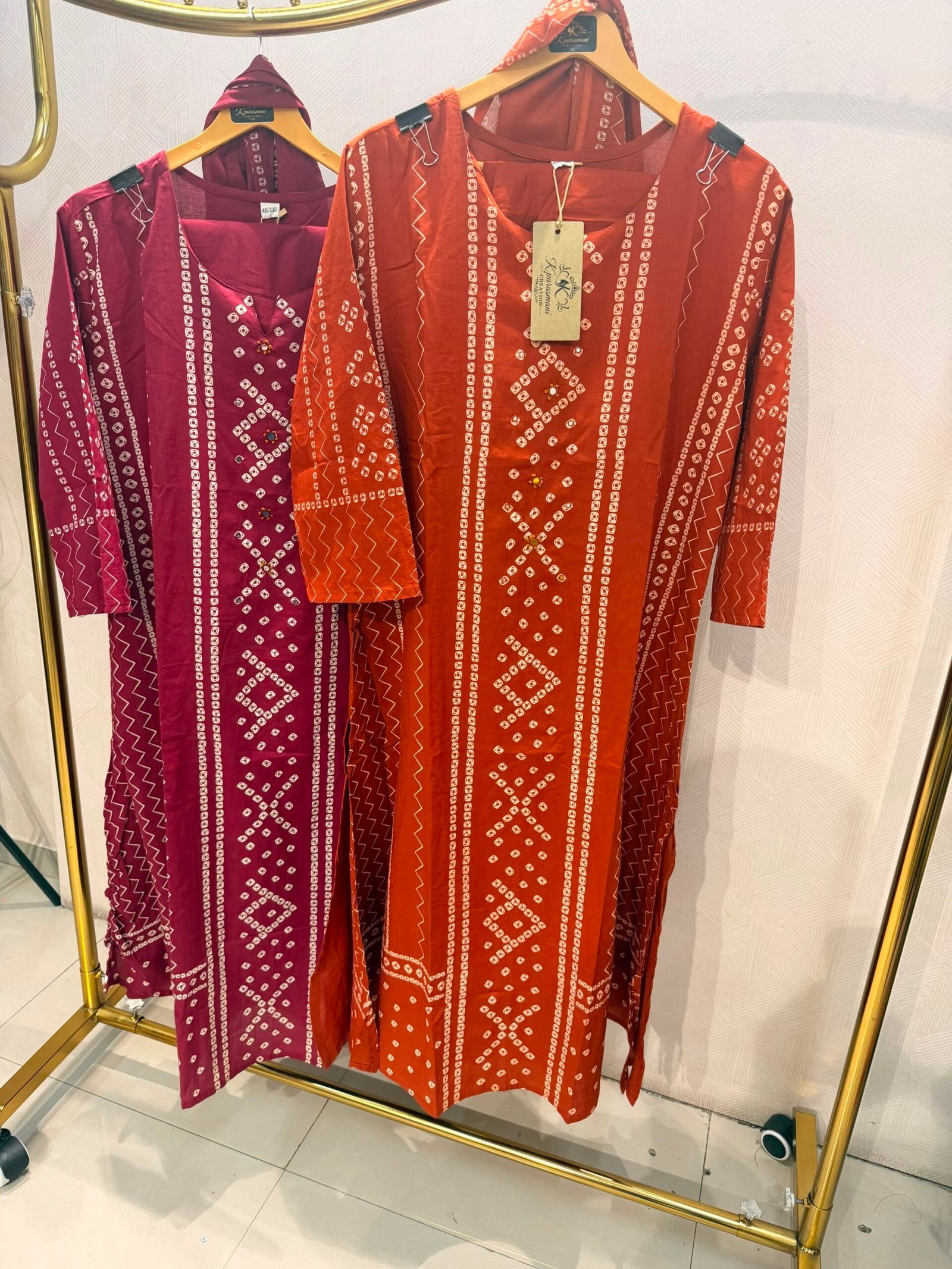 Cotton Bandhej Plus size 3 pc set