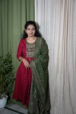 Cotton Maroon A-line 3pc set